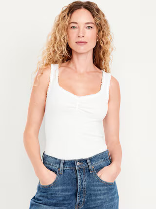 Ribbed Cinched-Front Tank Top | Old Navy (US)