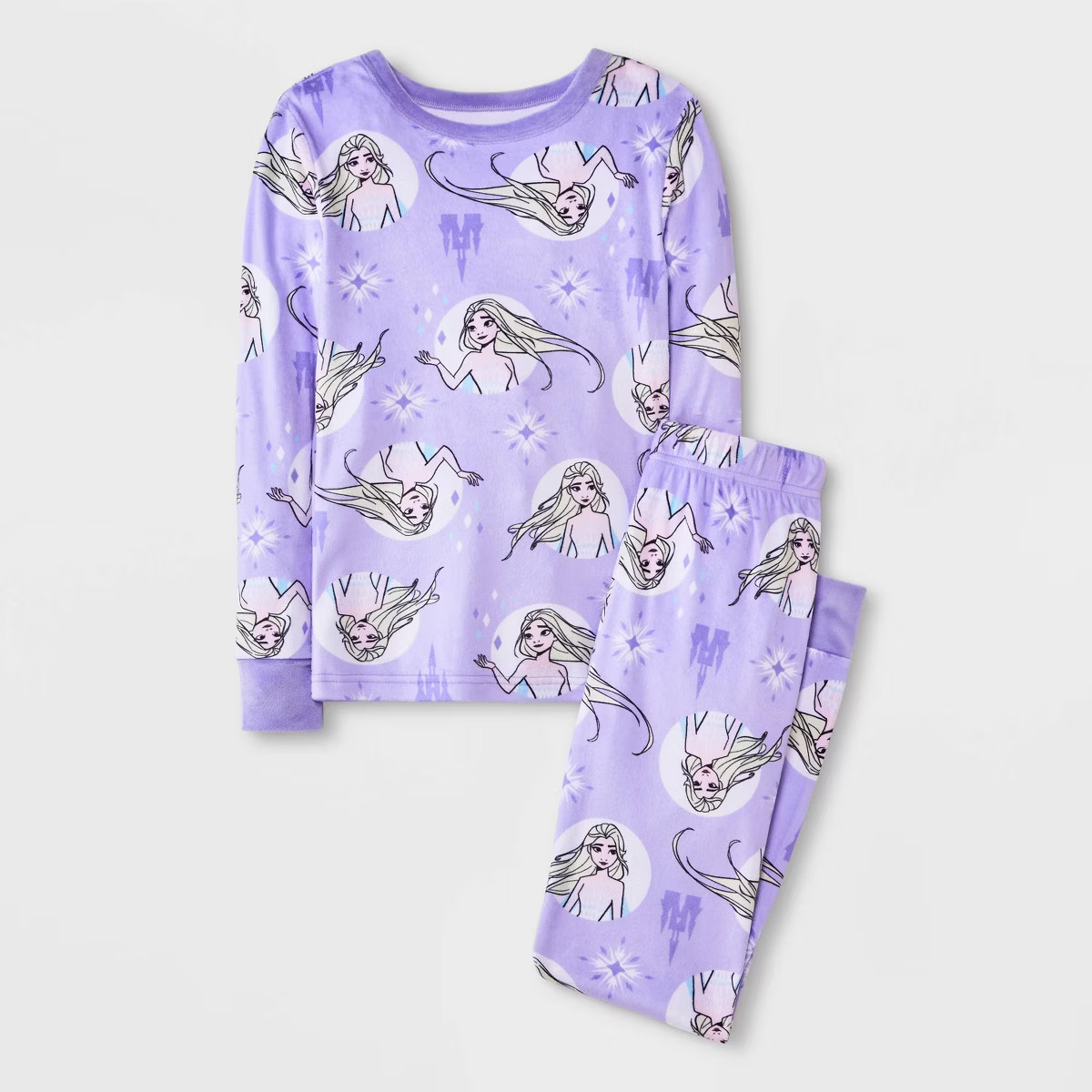 Girls' 2pc Frozen Elsa Snuggly Soft Pajama Set - Purple | Target