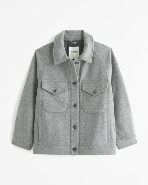 Women's Wool-Blend Utility Shirt Jacket | Women's Coats & Jackets | Abercrombie.com | Abercrombie & Fitch (US)