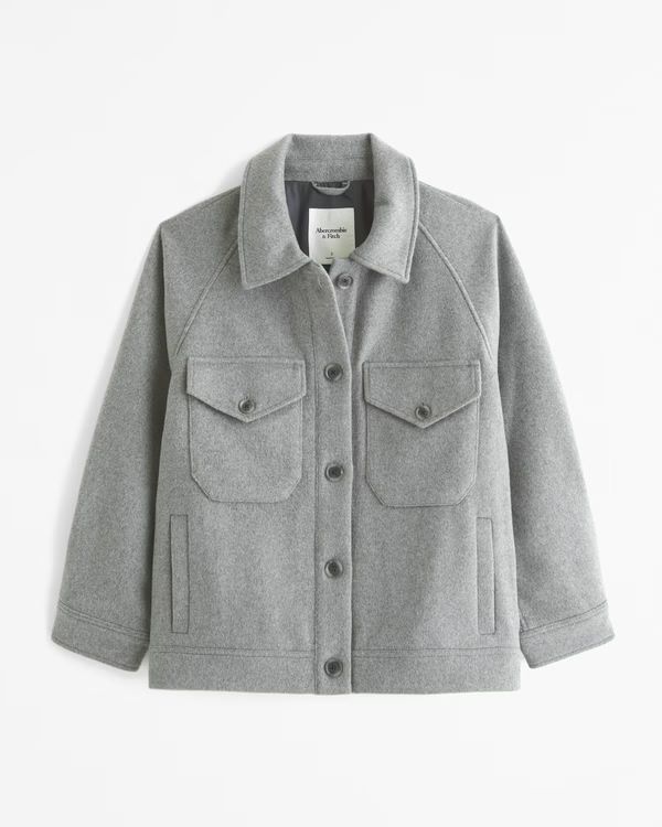 Wool-Blend Utility Shirt Jacket | Abercrombie & Fitch (US)