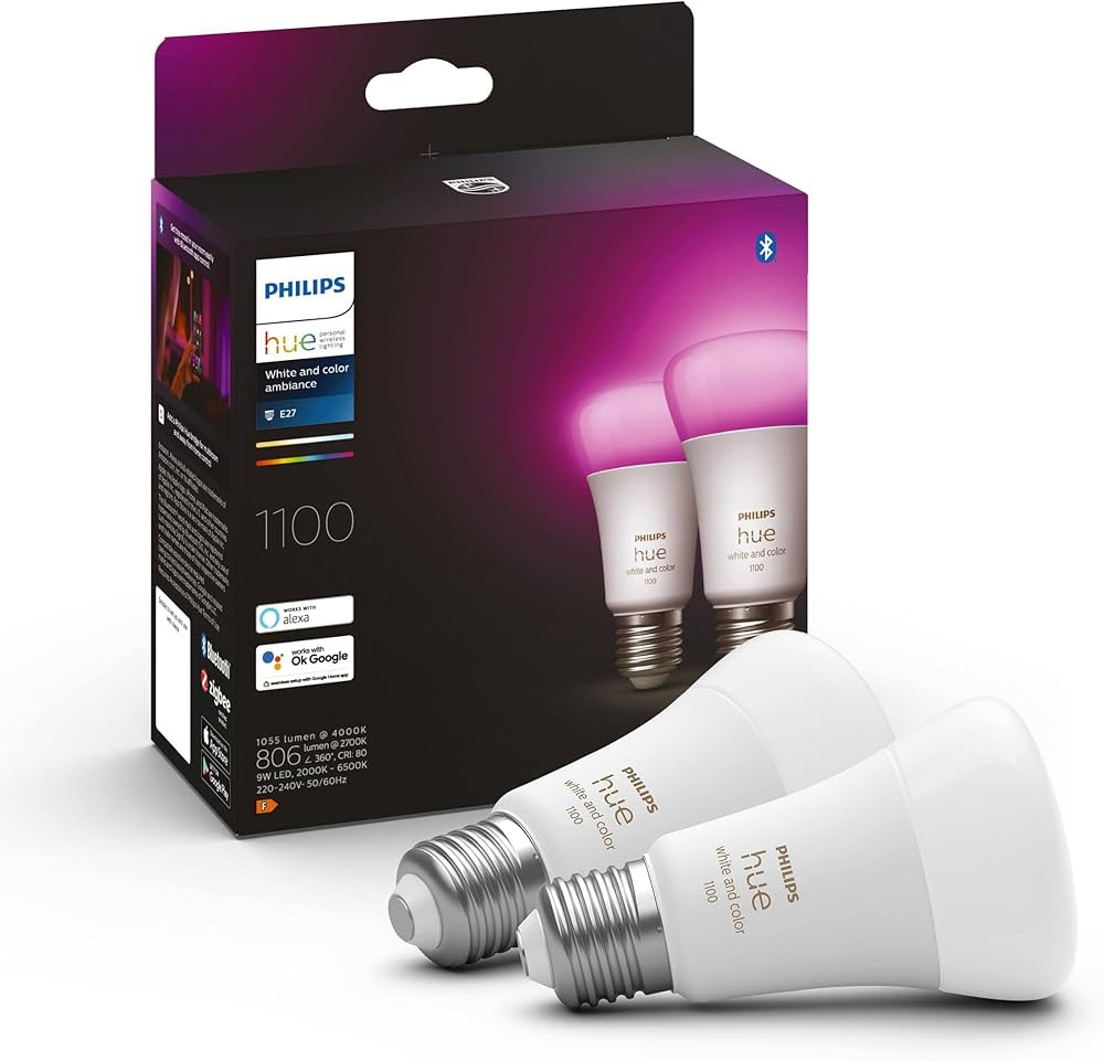 Philips Hue White & Color Ambiance E27 Doppelpack 2x806lm, dimmbar, bis zu 16 Mio. Farben, steuer... | Amazon (DE)