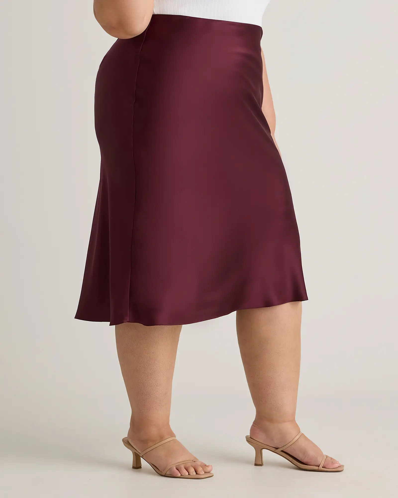 100% Washable Silk Skirt in Wine Tasting Red | Quince