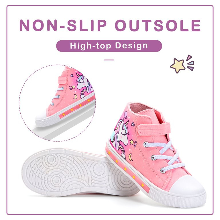 Kids Toddler High Top Sneakers Boys Girls Light Up Shoes Child Easy Fasten Lightweight Canvas Sne... | Walmart (US)