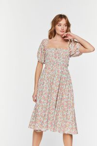 Floral Print Puff-Sleeve Midi Dress | Forever 21 (US)