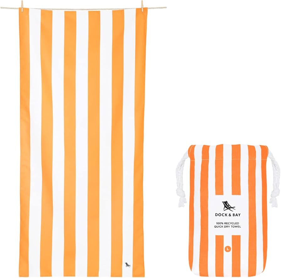 Dock & Bay Beach Towel - Quick Dry, Sand Free - Compact, Lightweight - 100% Recycled - Includes B... | Amazon (US)