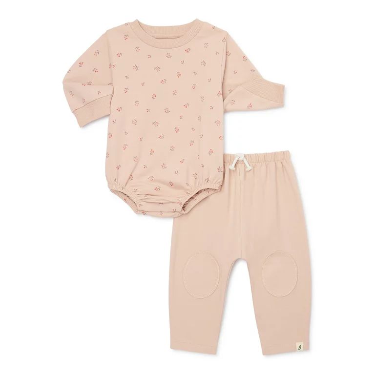easy-peasy Baby Sweatshirt Bodysuit and Pants Outfit Set, 2-Piece, Sizes 0-24M | Walmart (US)