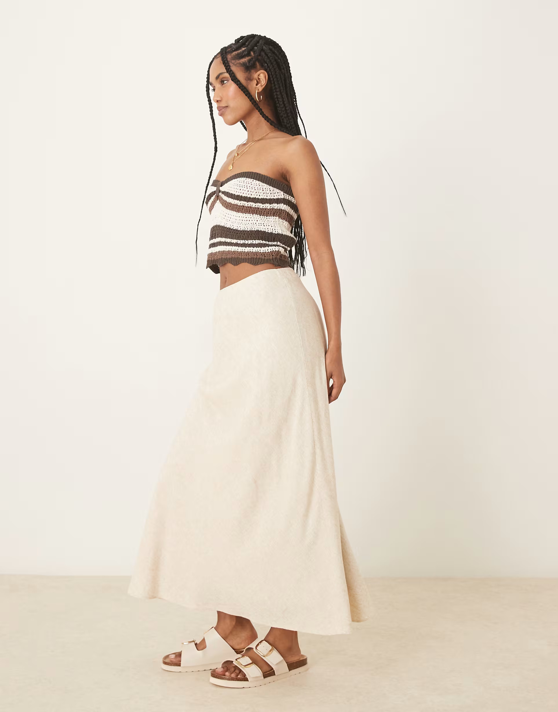 Abercrombie & Fitch mid rise linen maxi skirt in oatmeal | ASOS | ASOS (Global)