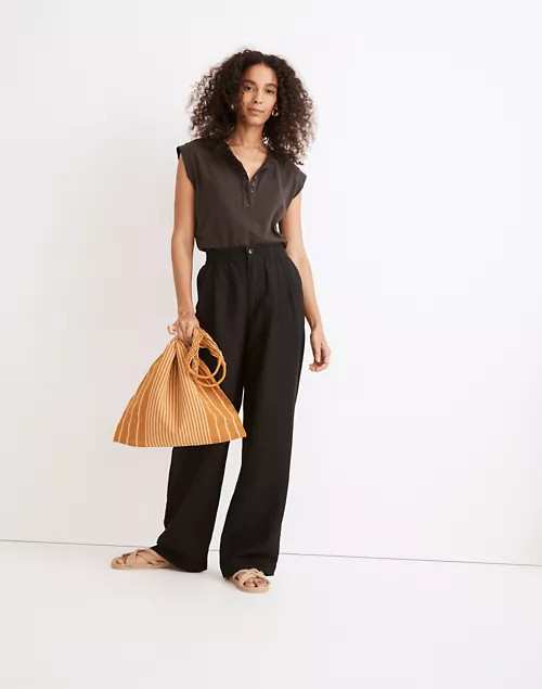 Linen-Blend Pull-On High-Rise Straight Pants | Madewell