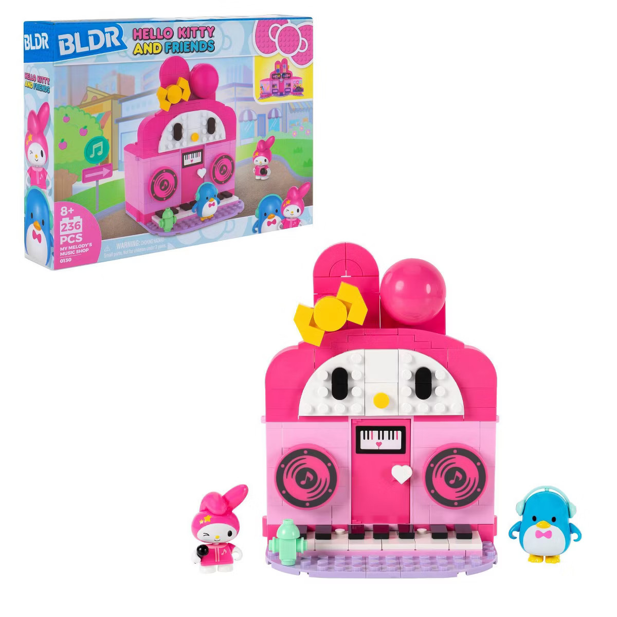 Hello Kitty Playset & 2_1.5" Buildable Figures Sanrio Medium Building Set - My Melody's Music Sho... | Target