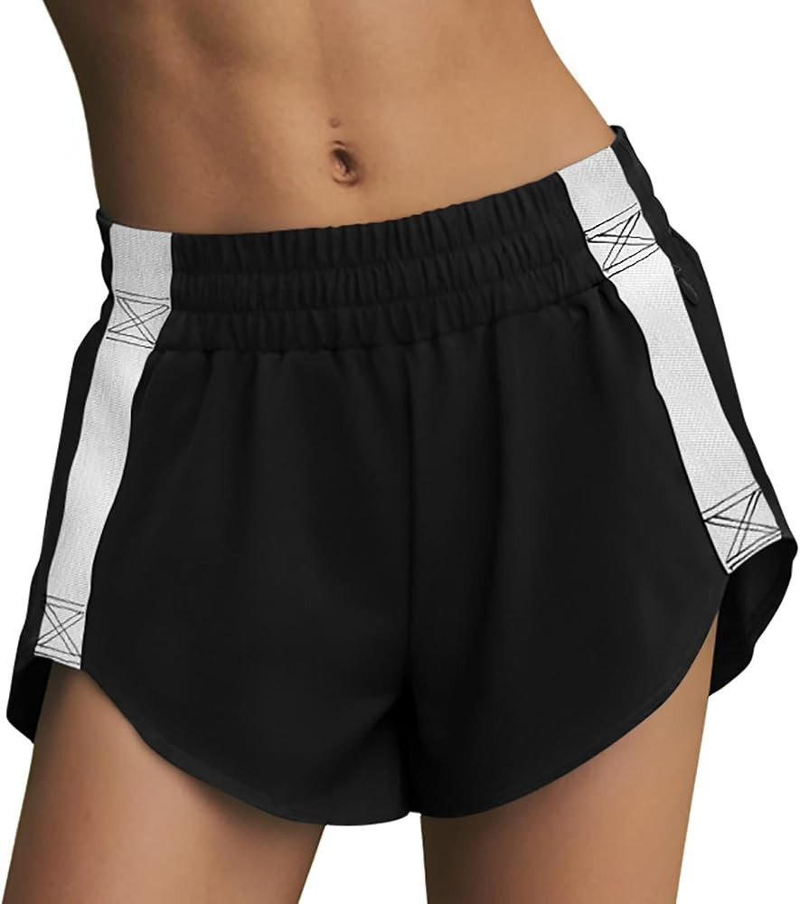 LASLULU Womens Running Shorts Contrast Color Biker Athletic Workout Summer Gym Shorts Quick Dry w... | Amazon (US)
