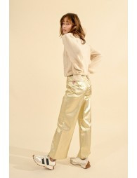 Coated pants, wide with high waist - Molly Bracken E-Shop | Molly Bracken