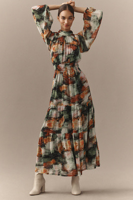 The Somerset Maxi Dress: Long-Sleeve Mock-Neck Chiffon Edition | Anthropologie (US)