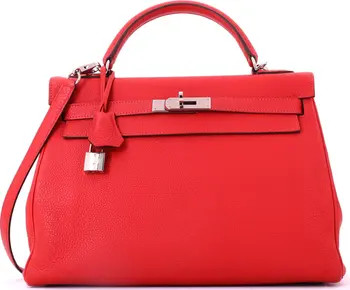 Kelly Handbag Red Togo with Palladium Hardware 32 | Nordstrom