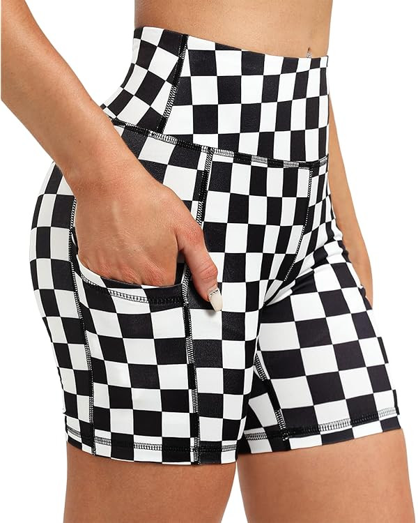 ZLLW Women's High Waist Cute Print Workout Yoga Shorts, 5 inch Squat Proof Biker Shorts Stretch A... | Amazon (US)