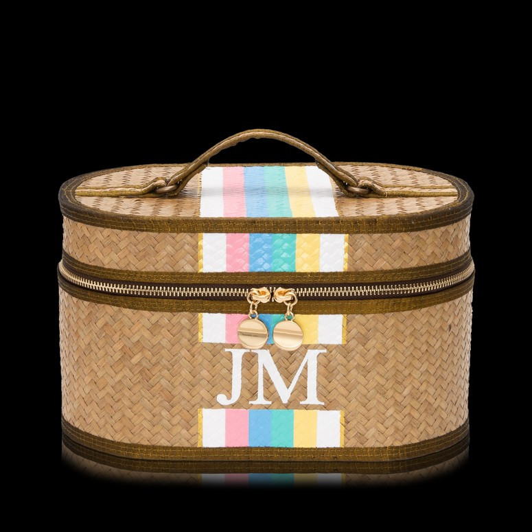 Cosmetic Straw Vanity Case Rainbow with Initials | Lily and Bean