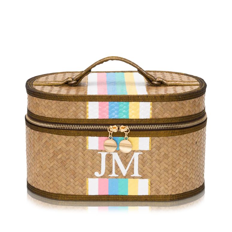Cosmetic Straw Vanity Case Rainbow with Initials | Lily and Bean