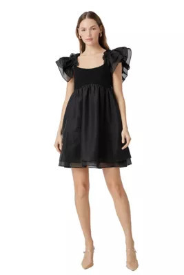 Endless Rose Women's Organza Sleeve Mini Dress, Black, Medium | Belk