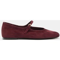 Zara - Suede Ballerinas With Buckle - Burgundy Red - 8 - Woman | Zara UK