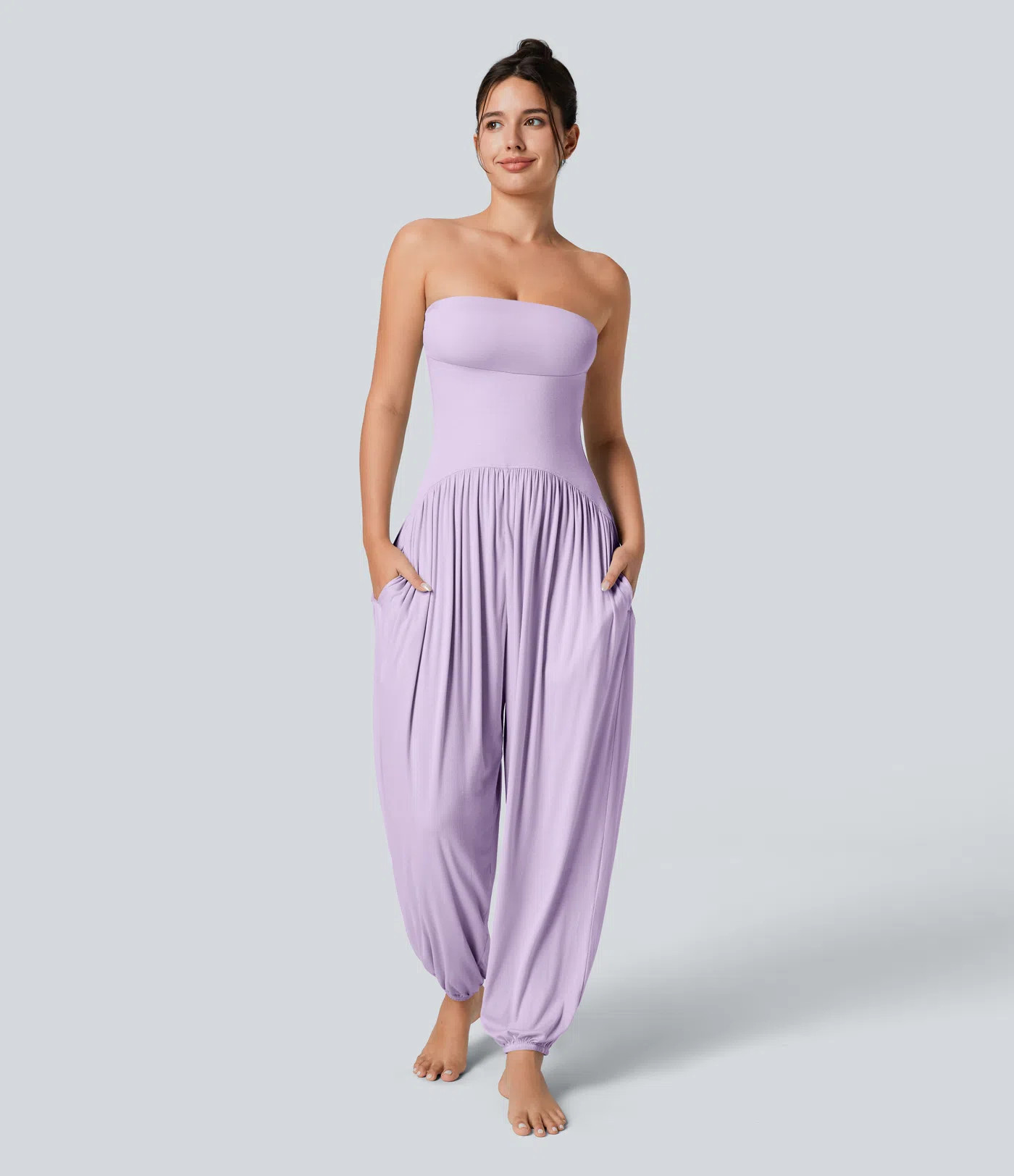 Women’s Ribbed Tube Backless Side Pocket Casual Jumpsuit - Halara | HALARA