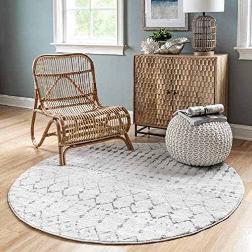 nuLOOM Moroccan Blythe Area Rug, 5' Round, Grey/Off-white | Amazon (US)