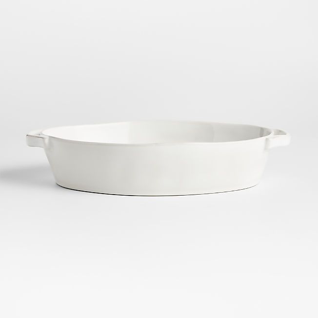 Marin 10"x13.75" White Oval Baker with Handles + Reviews | Crate & Barrel | Crate & Barrel