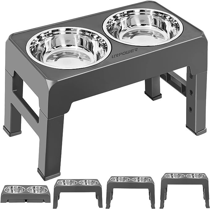 URPOWER Elevated Dog Bowls 4 Height Adjustable Raised Dog Bowl with 2 Stainless Steel Dog Food Bo... | Amazon (US)