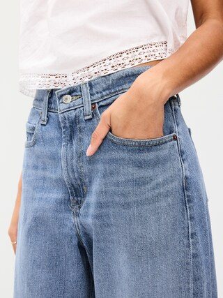 High-Waisted Rounded Wide-Leg Barrel Jeans | Old Navy (US)