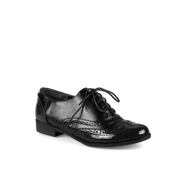 Lace Up Women's Oxfords in Black - Walmart.com | Walmart (US)