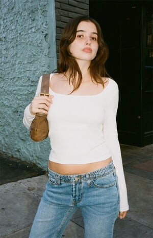 John Galt White Basic Long Sleeve Top | PacSun