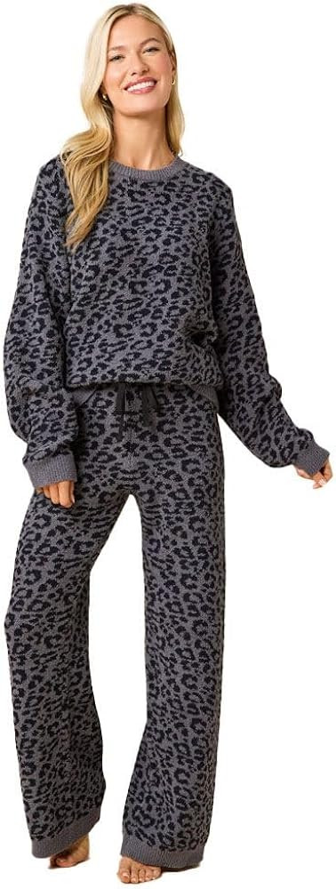 Softies Women's Marshmallow Leopard Print Crew Neck Lounge Set | Amazon (US)