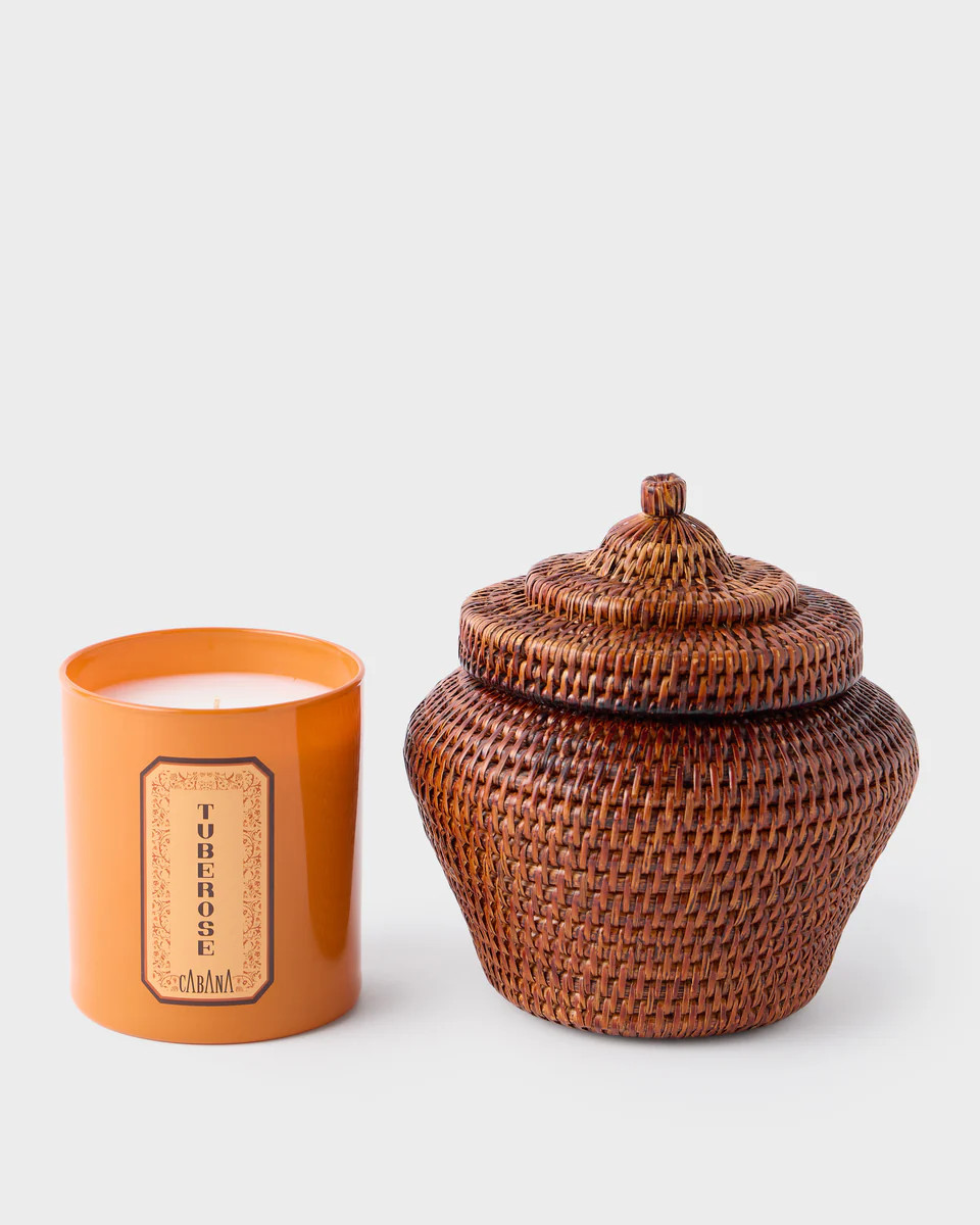 Cabana Candle & Woven Vimini Candle Holder Set | Cabana Magazine