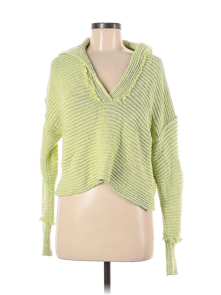 Free People Color Block Solid Green Pullover Sweater Size XS - 68% off | thredUP