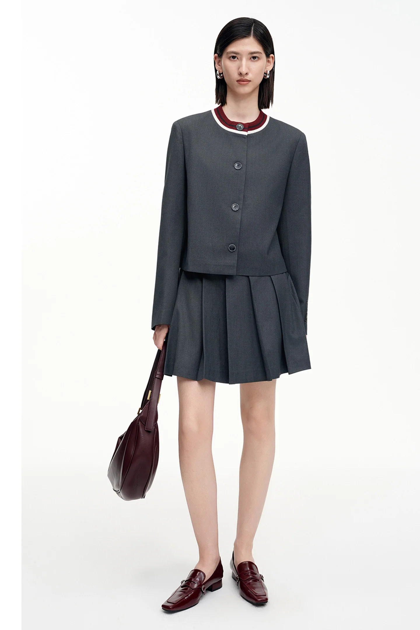 SELFWHO Sheep Wool Blended Woolen Coat Set | SELFWHO