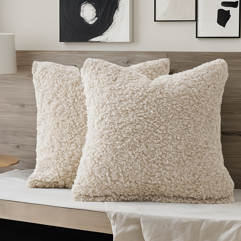 soft plush   lambskin pillow covers beige curly hair - Temu | Temu Affiliate Program