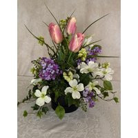 Easter Centerpiece, Spring Tulip & Dogwood Flower Arrangement, Centerpiece For Table, Tablescape, Home Floral Decor | Etsy (US)