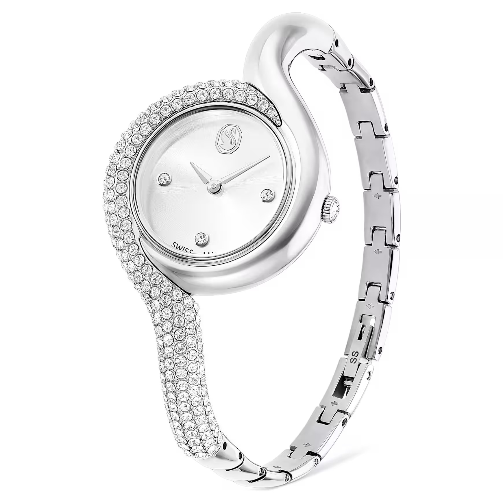 Dextera asymmetric watch, Swiss Made, Metal bracelet, Silver tone, Stainless Steel by SWAROVSKI | SWAROVSKI