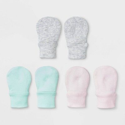 Baby Girls' 3pk Basic Mittens - Cloud Island™ Pink/Gray/Mint | Target