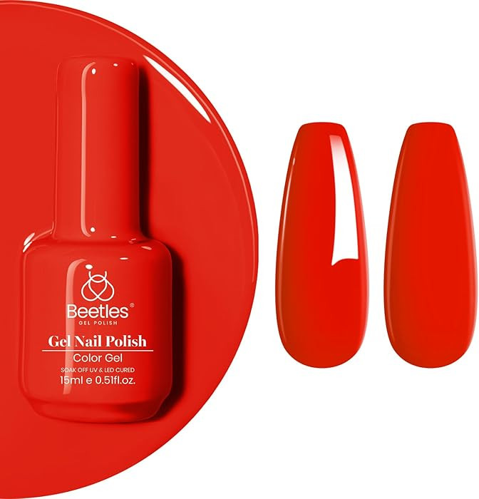 Beetles Red Gel Nail Polish - 15ml Christmas Orange Red Winter Gel Nail Polish Soak Off LED UV Ma... | Amazon (US)