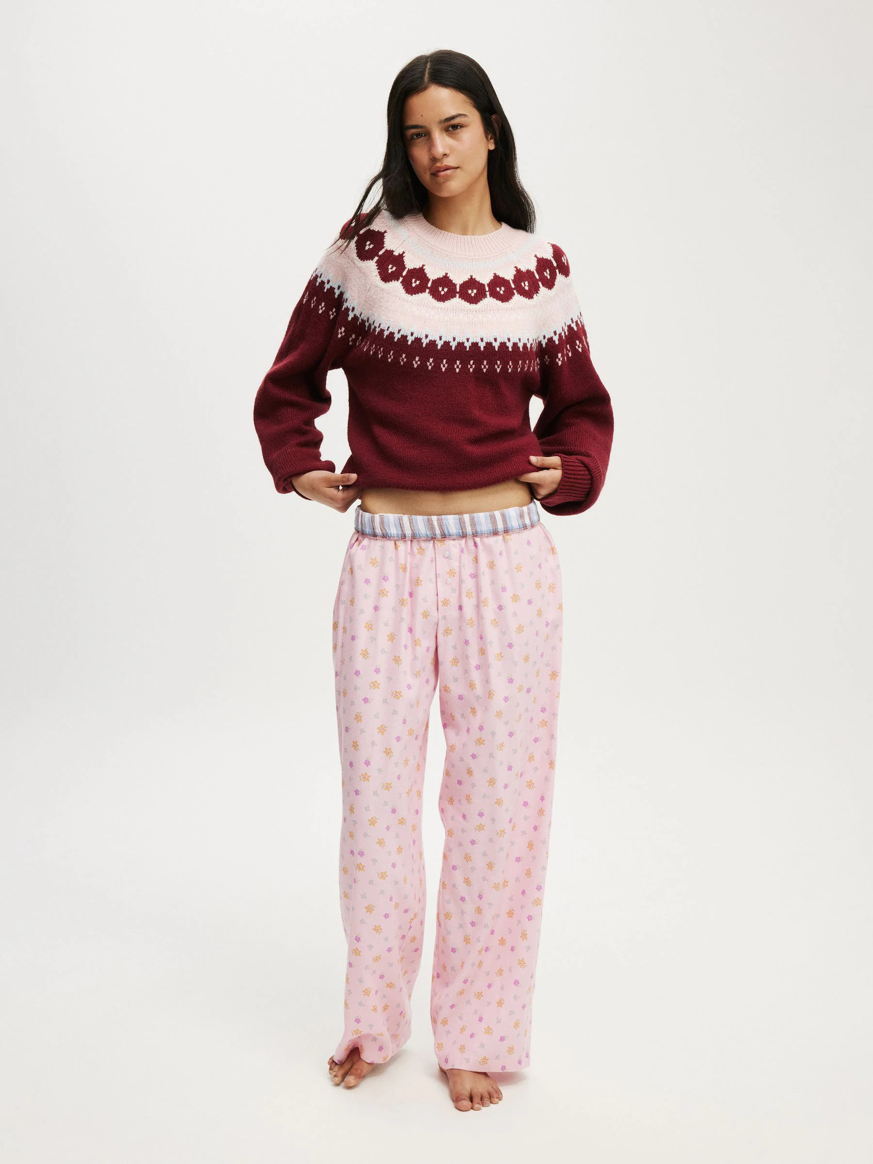 Cotton On Cotton On Light Pink Flannel Wide Leg Trousers | Next US