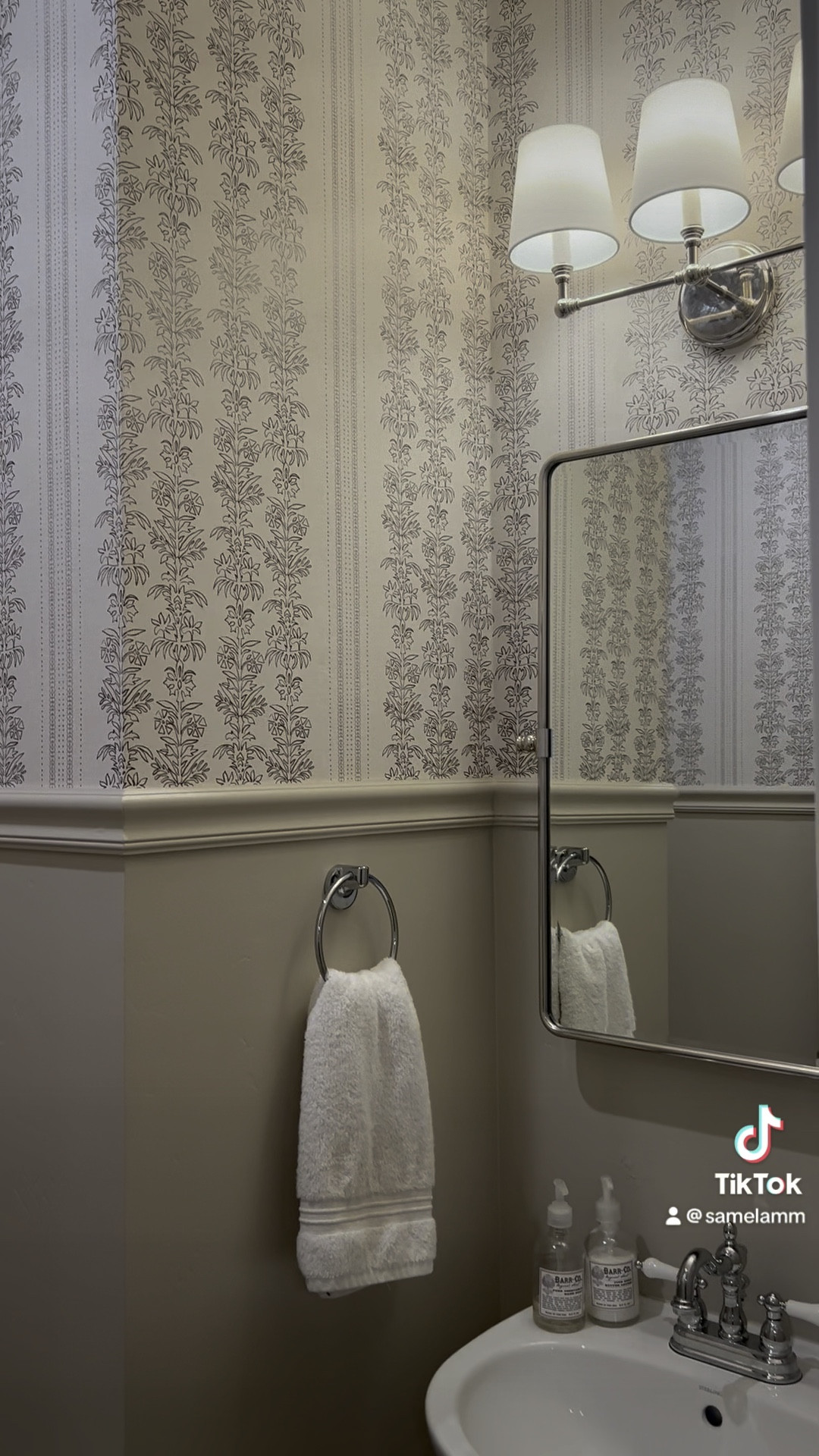 Powder bathroom upgrade. Paint color is accessible beige! 