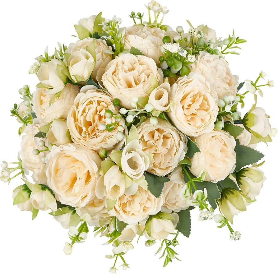 Mkono Peonies Artificial Flowers, Small Silk Flowers for Home Decor Indoor 4 Bundles Fake Bouquet... | Amazon (US)