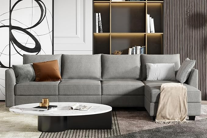 HONBAY Convertible Sectional Couch with Reversible Chaise Modern L-Shape Sofa 4-Seat Couch Modula... | Amazon (US)