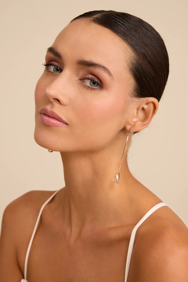 Melodia Gold Chain Rhinestone Drop Earrings | Lulus