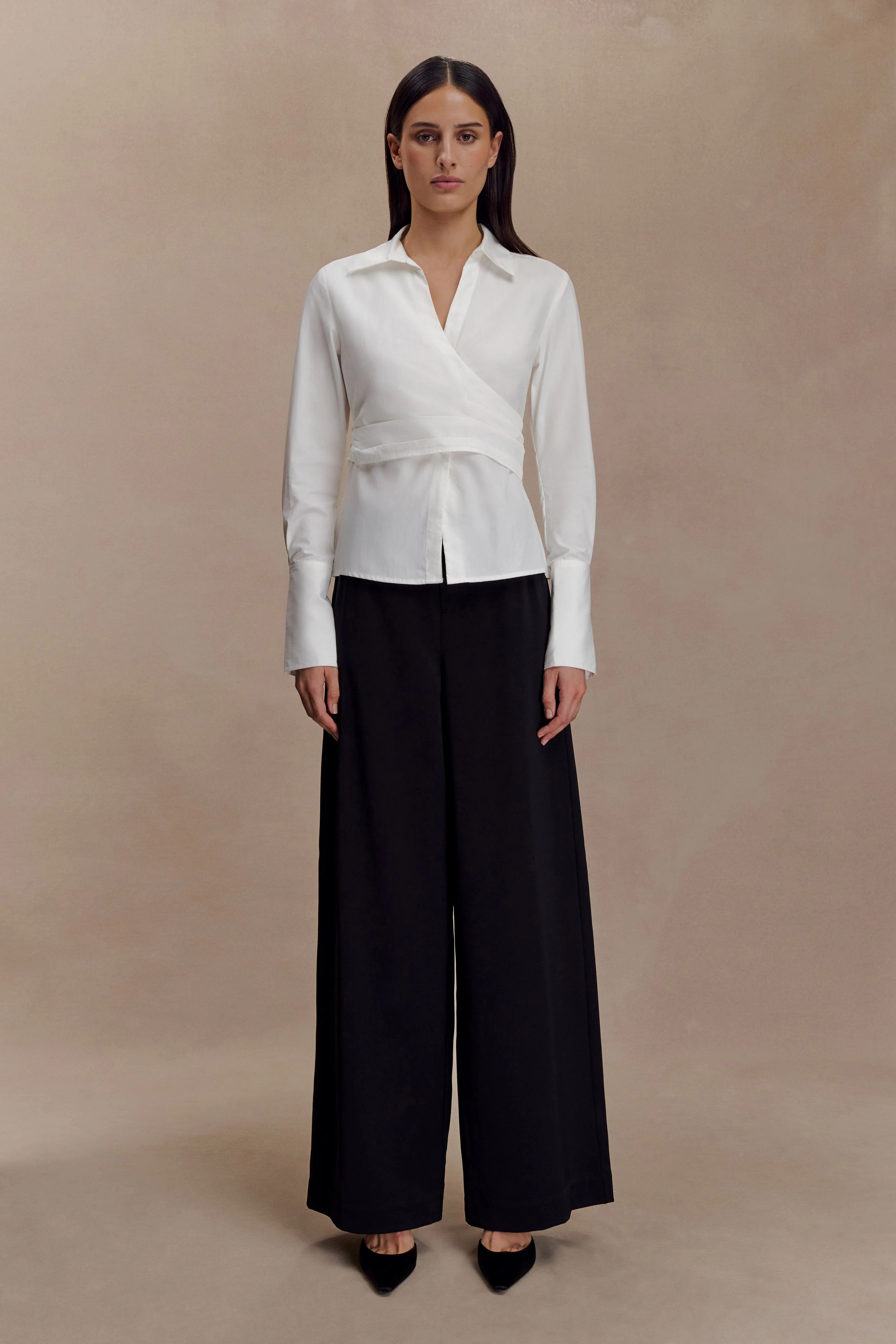 Arlo Wide Leg Suiting Trouser - Black | MESHKI US