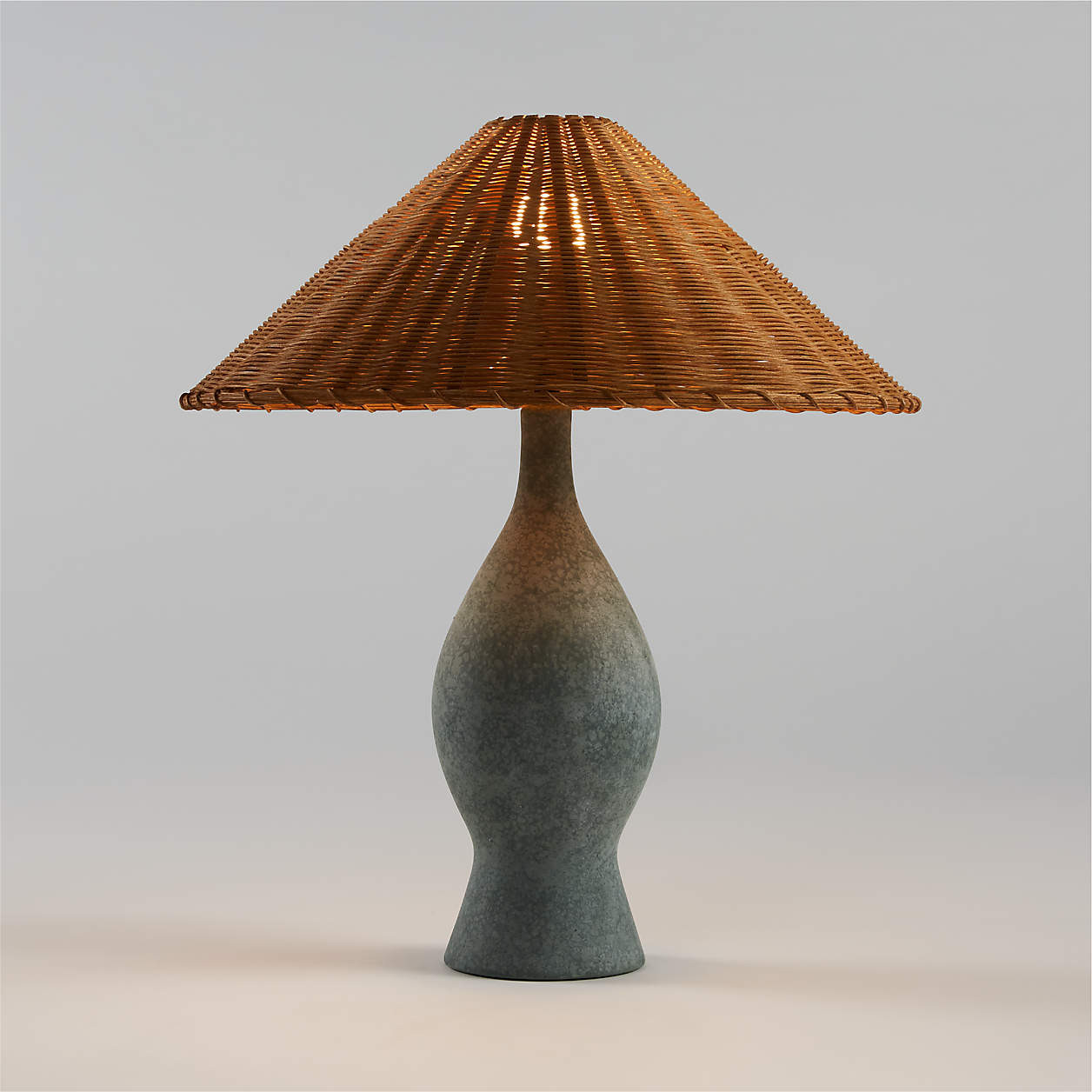 Courbe Green Ceramic Table Lamp with Rattan Shade by Athena Calderone 24.2" + Reviews | Crate & B... | Crate & Barrel