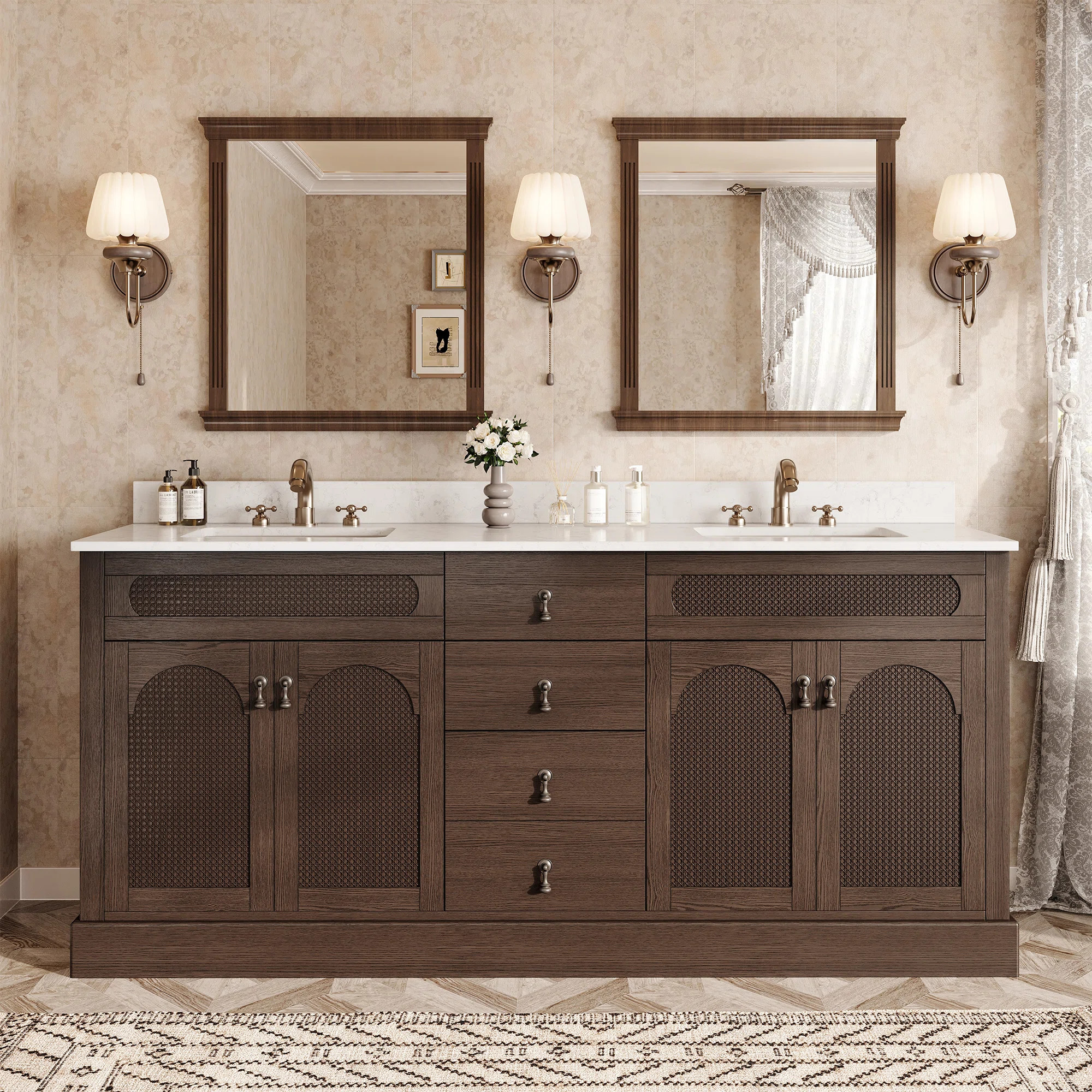 Bay Isle Home™ 72" Solid Wood Double Bathroom Vanity With Ceramic Top & Reviews | Wayfair | Wayfair North America