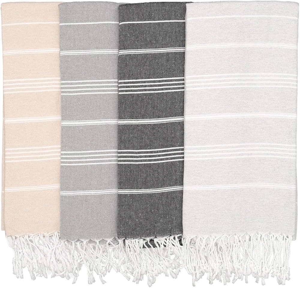 Amazon.com: PADISHAHHOME Oversized Turkish Beach Towel 38’’x71’’ - Set of 4 | 100% Turkis... | Amazon (US)