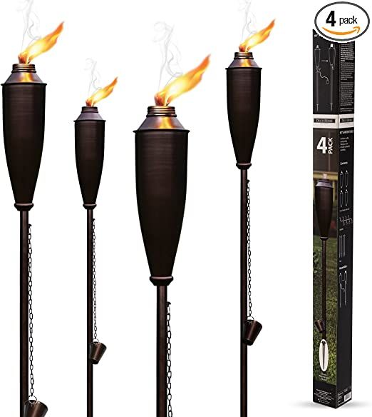 Garden Torches for Outside -Deco Home Pack of 4 Metal Garden Torches Citronella oil for Outdoor A... | Amazon (US)