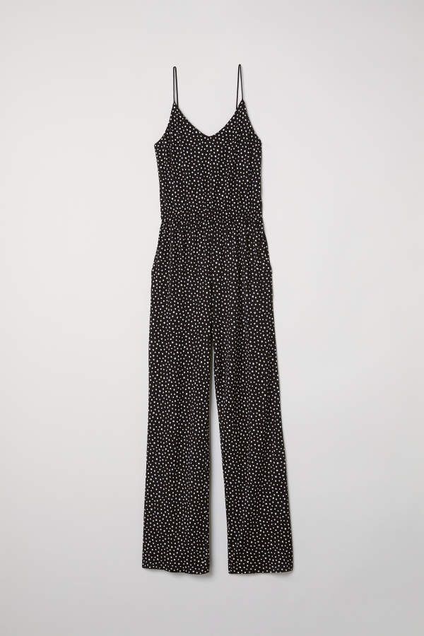 H & M - Jersey Jumpsuit - Black/dotted - Women | H&M (US + CA)