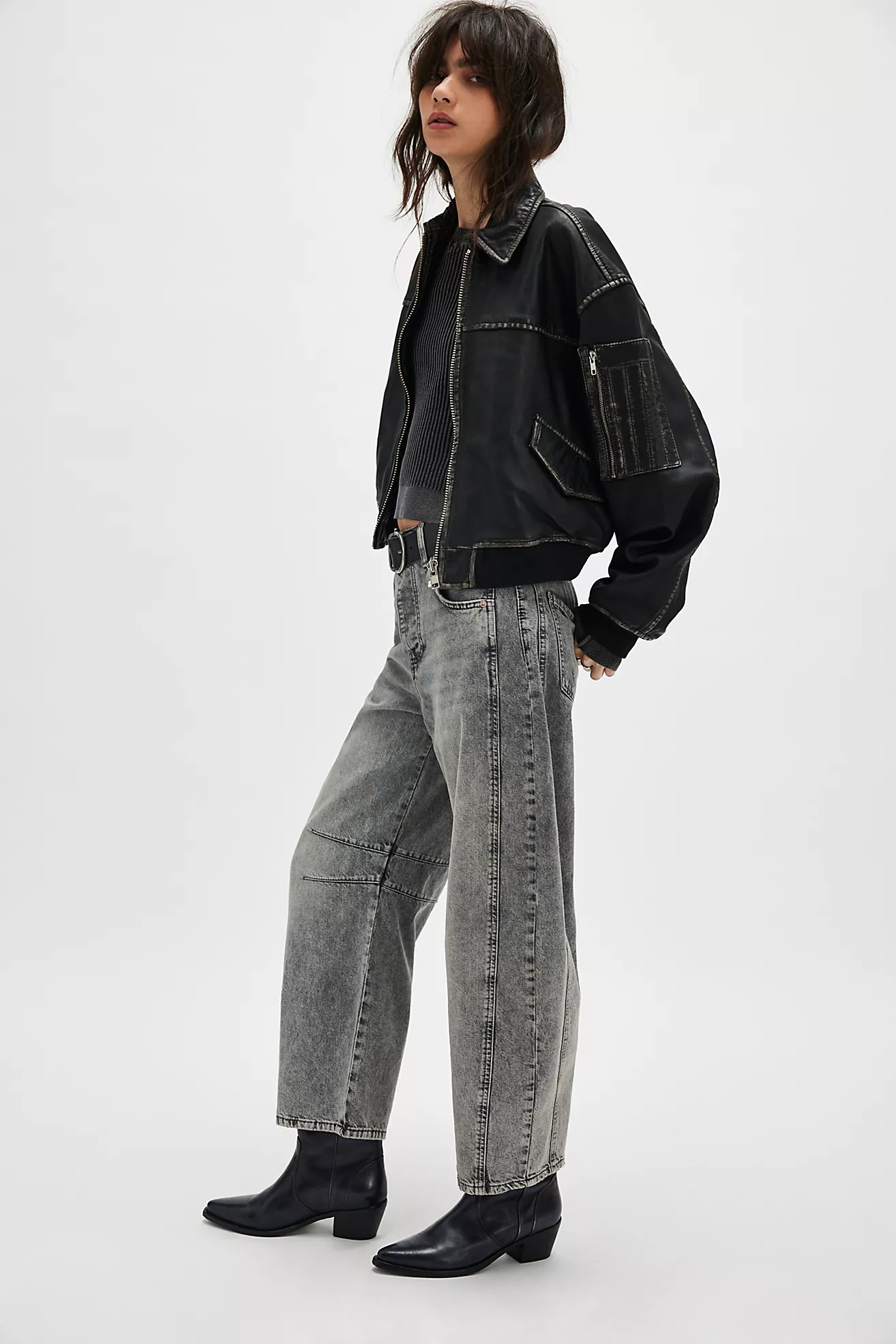 Oval Square Osrocker Leather Bomber Jacket | Free People FR